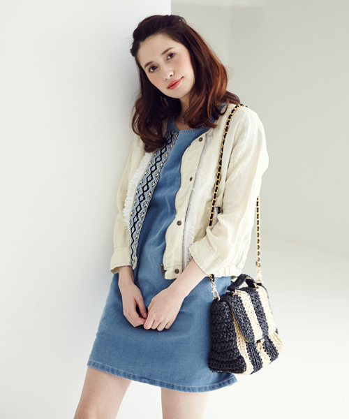 Another Edition（アナザーエディション）の「AE JQ TAPE BLSN ◆（ブルゾン・レディース・ホワイト/ベージュ/オリーブ・SMALL/MEDIUM）」の2枚目の写真