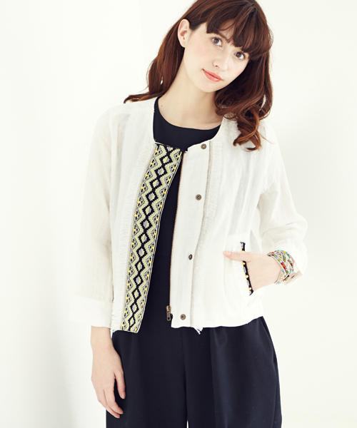 Another Edition（アナザーエディション）の「AE JQ TAPE BLSN ◆（ブルゾン・レディース・ホワイト/ベージュ/オリーブ・SMALL/MEDIUM）」の13枚目の写真