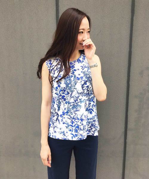 A/C DESIGN BY ALPHA CUBIC(エーシーデザインバイアルファキュービック)の「ボタニカルプリントプルオーバー(Tシャツ/カットソー・レディース・ブルー/グリーン・M size/L size)」の14枚目の写真