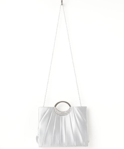 Cupid Heart（キューピッドハート）の「【Cupid Heart】結婚式バッグ ビジューハンドルプリーツバッグ（クラッチバッグ・レディース・ブラック/ライトグレー/ベージュ/ホワイト・MEDIUM）」の8枚目の写真