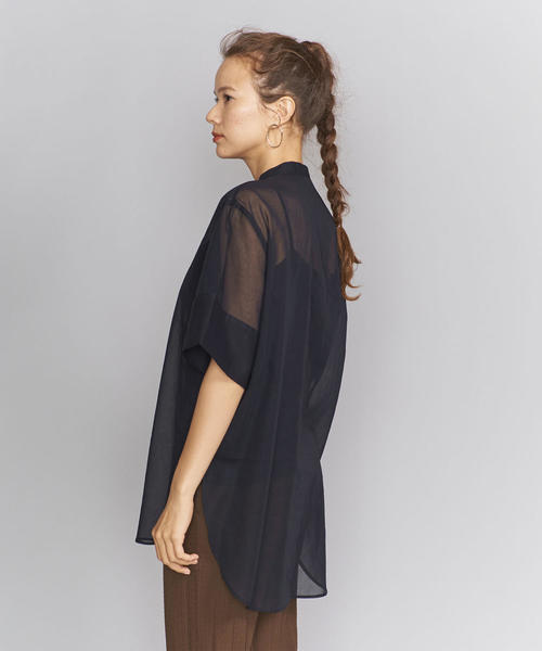 BEAUTY&YOUTH UNITED ARROWS（ビューティーアンドユースユナイテッドアローズ）の「BY コットンオーガンジーバンドカラー5分袖シャツо（シャツ/ブラウス・レディース・オレンジ/ネイビー・FREE）」の11枚目の写真