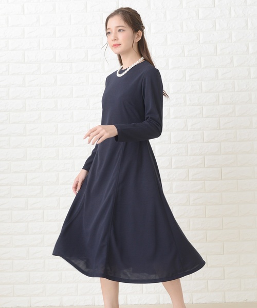 Lace Ladies(レースレディース)の「シンプル長袖フォーマルミモレ丈ワンピース・ドレス(ドレス・レディース・ブラック/ネイビー・XXL/S/L)」の12枚目の写真
