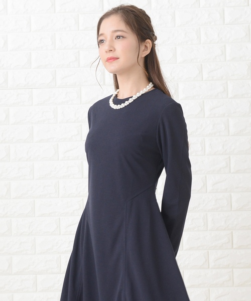 Lace Ladies(レースレディース)の「シンプル長袖フォーマルミモレ丈ワンピース・ドレス(ドレス・レディース・ブラック/ネイビー・XXL/S/L)」の7枚目の写真