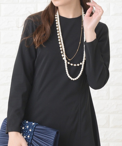 3点おまとめ！LACE LADIES 黒フォーマルワンピースドレス　Sサイズ セール】シンプル長袖フォーマルミモレ丈ワンピース・ドレス