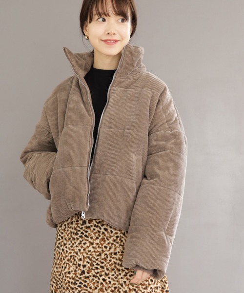 SESTO(セスト)の「コーデュロイ フェイクダウンジャケット(ダウンジャケット/コート・レディース・アイボリー/グレイッシュベージュ/ブラック・M)」の3枚目の写真