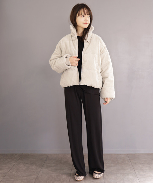 SESTO(セスト)の「コーデュロイ フェイクダウンジャケット(ダウンジャケット/コート・レディース・アイボリー/グレイッシュベージュ/ブラック・M)」の10枚目の写真