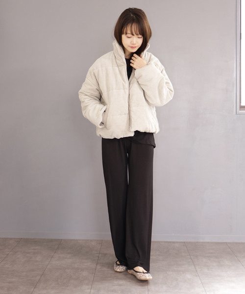 SESTO(セスト)の「コーデュロイ フェイクダウンジャケット(ダウンジャケット/コート・レディース・アイボリー/グレイッシュベージュ/ブラック・M)」の9枚目の写真