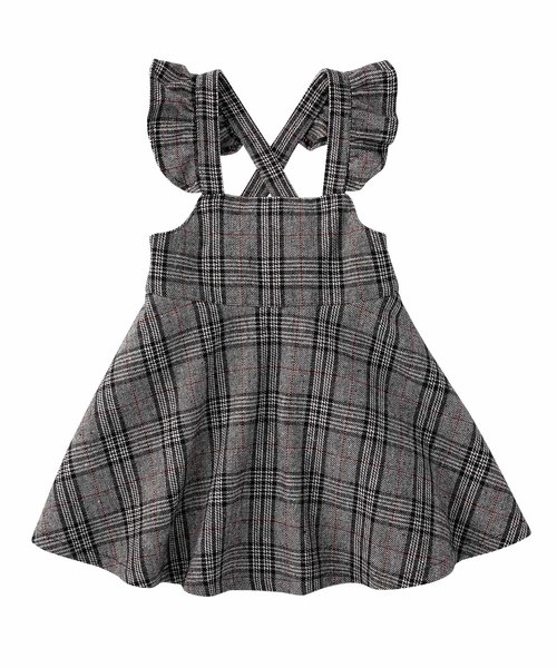 D.fesense（ディーフェセンス）の「【D.fesense /ディーフェセンス】肩フリルジャンスカ（ジャンパースカート・キッズ・グレー/ブラウン・80ｃｍ/90cm/100cm/110cm）」の3枚目の写真