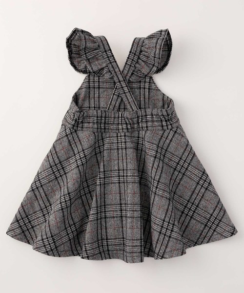 D.fesense（ディーフェセンス）の「【D.fesense /ディーフェセンス】肩フリルジャンスカ（ジャンパースカート・キッズ・グレー/ブラウン・80ｃｍ/90cm/100cm/110cm）」の4枚目の写真