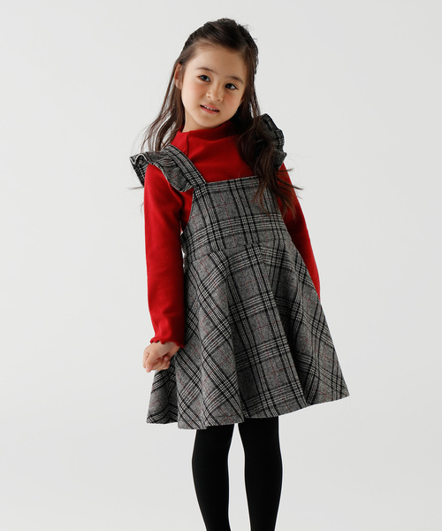 D.fesense（ディーフェセンス）の「【D.fesense /ディーフェセンス】肩フリルジャンスカ（ジャンパースカート・キッズ・グレー/ブラウン・80ｃｍ/90cm/100cm/110cm）」の9枚目の写真