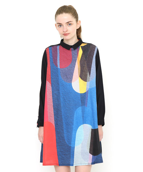 Design Tshirts Store Graniph デザイン ティーシャツ ストア グラニフ の コラボレーションシャツワンピース 442 ニコラスデュブレイユ ブラック シャツワンピース Wear