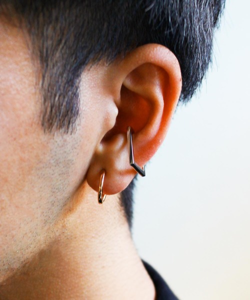 Vaya Con Dios（ヴァヤコンディオス）の「【VayaConDios/ヴァヤコンディオス】ステンレス製O字フープピアス（ピアス（片耳用）・メンズ・シルバー/ブラック/ピンクゴールド/ゴールド・FREE）」の4枚目の写真