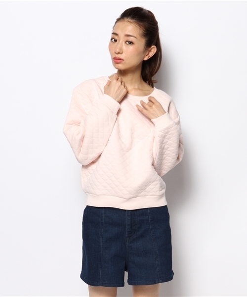 WEGO(ウィゴー)の「WEGO/キルティングスウェット(スウェット・レディース・アイボリー/杢グレー/ネイビー/ライトピンク・FREE)」の4枚目の写真