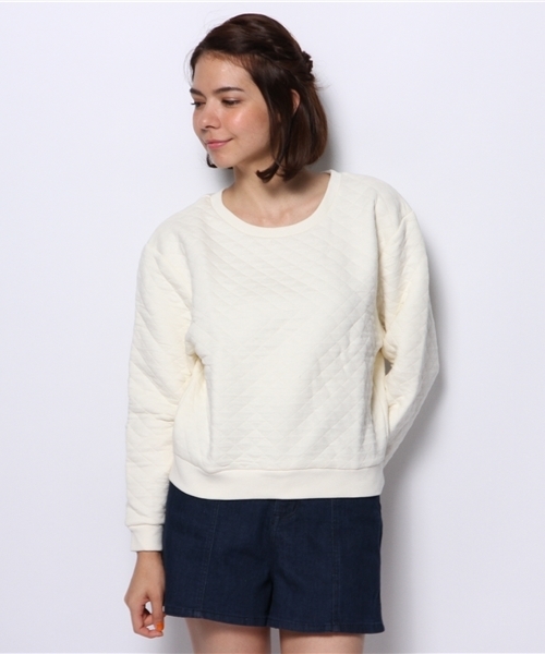 WEGO(ウィゴー)の「WEGO/キルティングスウェット(スウェット・レディース・アイボリー/杢グレー/ネイビー/ライトピンク・FREE)」の2枚目の写真