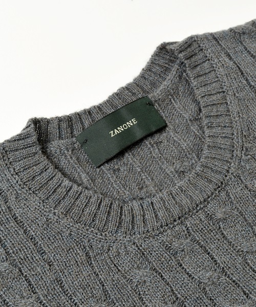 SHIPS（シップス）の「ZANONE: キャメル ケーブル クルーネック