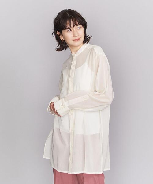 BEAUTY&YOUTH UNITED ARROWS（ビューティーアンドユースユナイテッドアローズ）の「BY コットンオーガンジーバンドカラーシャツ ◆（シャツ/ブラウス・レディース・オフホワイト/シャーベット・FREE）」の15枚目の写真