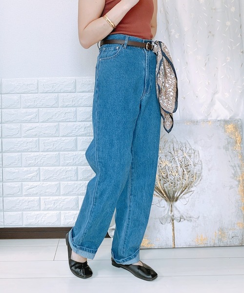 ap retro（アプレトロ）の「ストレートデニムパンツ【ZOZO限定アイテム】（デニムパンツ・レディース・サックスブルー/キナリ/ブルー/アイボリー/インディゴブルー/ブラック・M/L/LARGE/MEDIUM）」の6枚目の写真