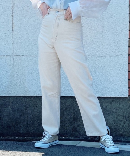 ap retro（アプレトロ）の「ストレートデニムパンツ【ZOZO限定アイテム】（デニムパンツ・レディース・サックスブルー/キナリ/ブルー/アイボリー/インディゴブルー/ブラック・M/L/LARGE/MEDIUM）」の8枚目の写真