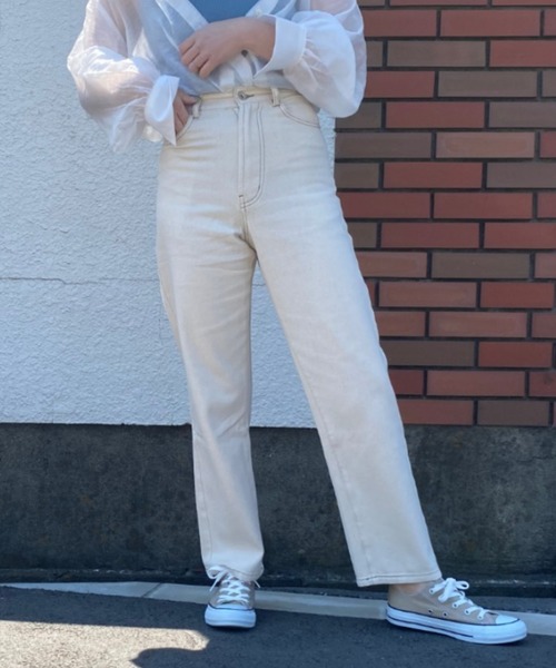 ap retro（アプレトロ）の「ストレートデニムパンツ【ZOZO限定アイテム】（デニムパンツ・レディース・サックスブルー/キナリ/ブルー/アイボリー/インディゴブルー/ブラック・M/L/LARGE/MEDIUM）」の9枚目の写真