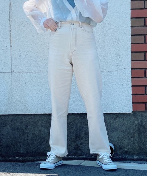 ap retro（アプレトロ）の「ストレートデニムパンツ【ZOZO限定アイテム】（デニムパンツ・レディース・サックスブルー/キナリ/ブルー/アイボリー/インディゴブルー/ブラック・M/L/LARGE/MEDIUM）」の7枚目の写真