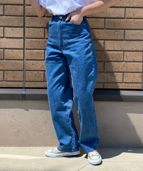 ap retro（アプレトロ）の「ストレートデニムパンツ【ZOZO限定アイテム】（デニムパンツ・レディース・サックスブルー/キナリ/ブルー/アイボリー/インディゴブルー/ブラック・M/L/LARGE/MEDIUM）」の21枚目の写真