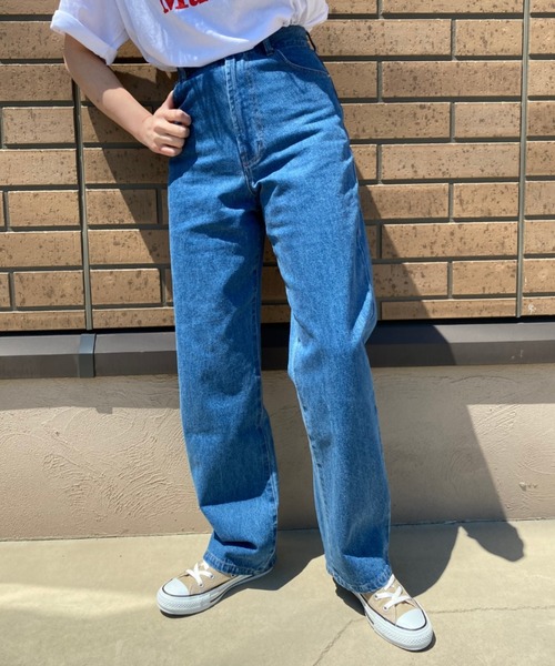 ap retro（アプレトロ）の「ストレートデニムパンツ【ZOZO限定アイテム】（デニムパンツ・レディース・サックスブルー/キナリ/ブルー/アイボリー/インディゴブルー/ブラック・M/L/LARGE/MEDIUM）」の22枚目の写真