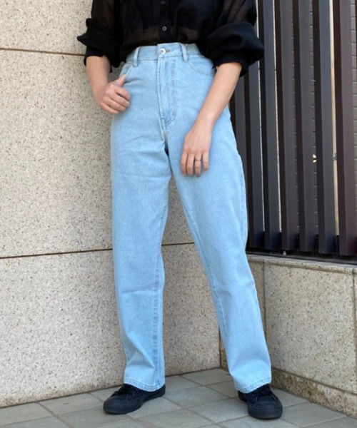 ap retro（アプレトロ）の「ストレートデニムパンツ【ZOZO限定アイテム】（デニムパンツ・レディース・サックスブルー/キナリ/ブルー/アイボリー/インディゴブルー/ブラック・M/L/LARGE/MEDIUM）」の14枚目の写真