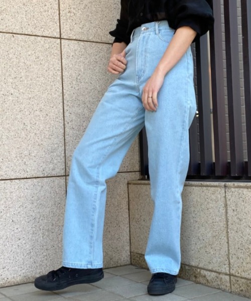 ap retro（アプレトロ）の「ストレートデニムパンツ【ZOZO限定アイテム】（デニムパンツ・レディース・サックスブルー/キナリ/ブルー/アイボリー/インディゴブルー/ブラック・M/L/LARGE/MEDIUM）」の15枚目の写真