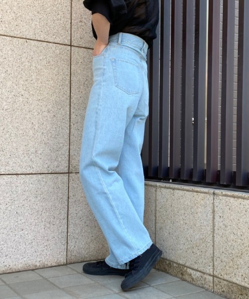 ap retro（アプレトロ）の「ストレートデニムパンツ【ZOZO限定アイテム】（デニムパンツ・レディース・サックスブルー/キナリ/ブルー/アイボリー/インディゴブルー/ブラック・M/L/LARGE/MEDIUM）」の16枚目の写真