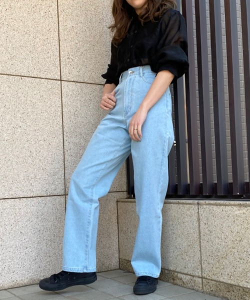 ap retro（アプレトロ）の「ストレートデニムパンツ【ZOZO限定アイテム】（デニムパンツ・レディース・サックスブルー/キナリ/ブルー/アイボリー/インディゴブルー/ブラック・M/L/LARGE/MEDIUM）」の19枚目の写真