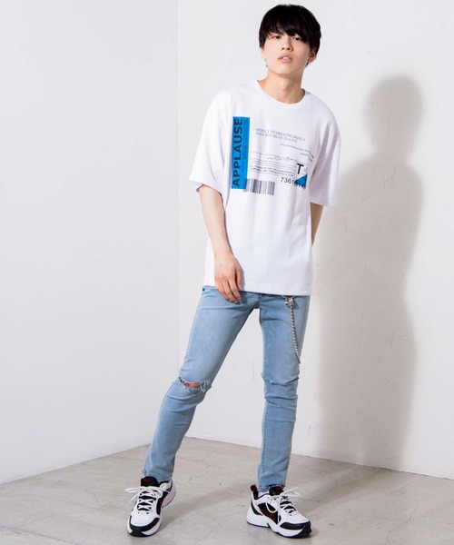 WEGO（ウィゴー）の「WEGO/ロゴドロストビッグシルエットTシャツ（Tシャツ/カットソー・メンズ・ホワイト/ブラック・LARGE/MEDIUM）」の19枚目の写真