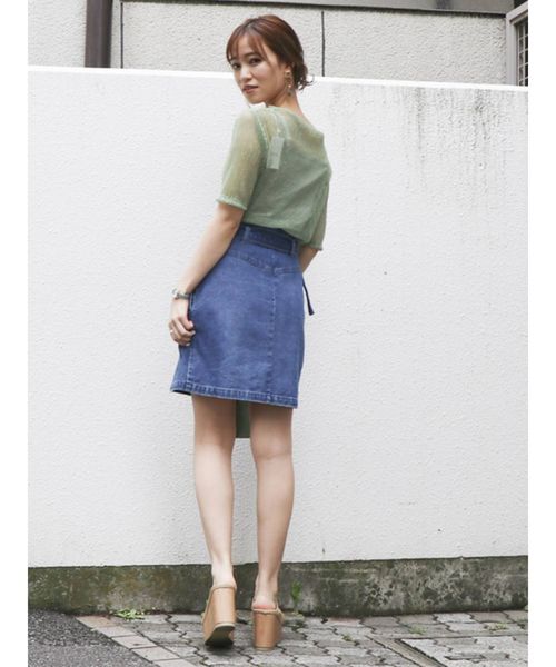 dazzlin（ダズリン）の「ラメローシースルートップス（Tシャツ/カットソー・レディース・シルバー/グリーン・FREE）」の8枚目の写真