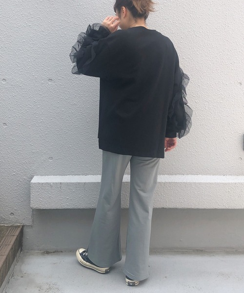PICCIN（ピッチン）の「【WEB限定】ミニ裏毛フレアパンツ（その他パンツ・レディース・グレイッシュベージュ/ブルーグレー/ブラック・M）」の9枚目の写真