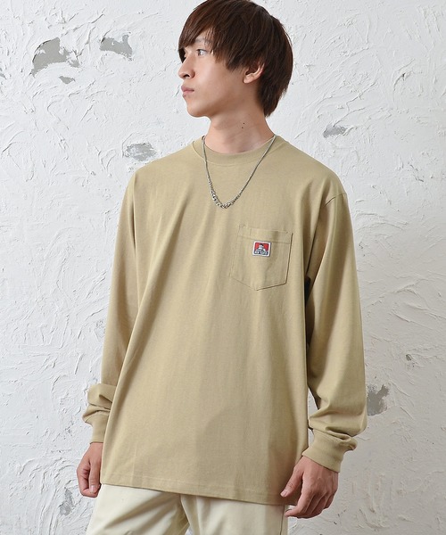 MinoriTY(マイノリティ)の「【BEN DAVIS】長袖ワンポイントロンT(Tシャツ/カットソー・メンズ・ブラック/ベージュ/ピンク/キャメル/ミント/ホワイト・L/M/XL)」の3枚目の写真