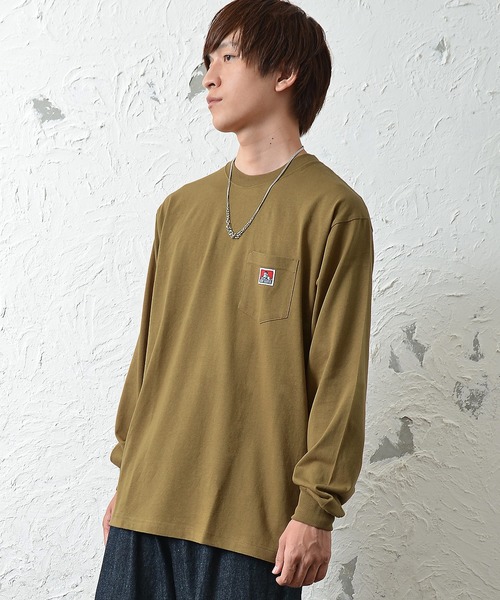 MinoriTY(マイノリティ)の「【BEN DAVIS】長袖ワンポイントロンT(Tシャツ/カットソー・メンズ・ブラック/ベージュ/ピンク/キャメル/ミント/ホワイト・L/M/XL)」の5枚目の写真