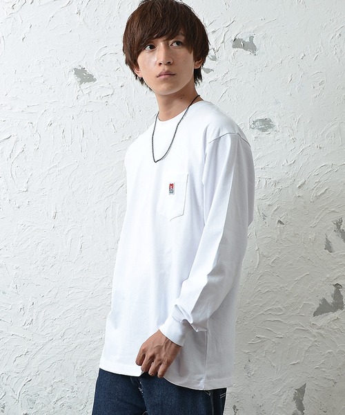 MinoriTY(マイノリティ)の「【BEN DAVIS】長袖ワンポイントロンT(Tシャツ/カットソー・メンズ・ブラック/ベージュ/ピンク/キャメル/ミント/ホワイト・L/M/XL)」の2枚目の写真