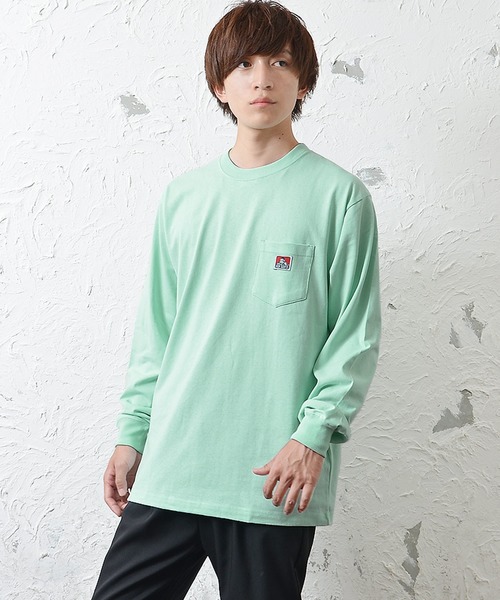 MinoriTY(マイノリティ)の「【BEN DAVIS】長袖ワンポイントロンT(Tシャツ/カットソー・メンズ・ブラック/ベージュ/ピンク/キャメル/ミント/ホワイト・L/M/XL)」の4枚目の写真