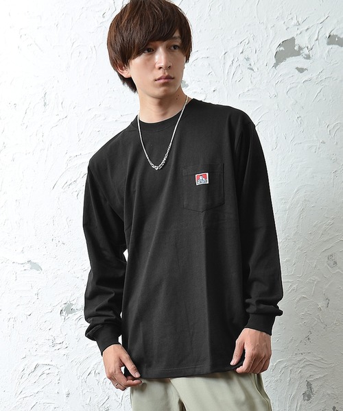 MinoriTY(マイノリティ)の「【BEN DAVIS】長袖ワンポイントロンT(Tシャツ/カットソー・メンズ・ブラック/ベージュ/ピンク/キャメル/ミント/ホワイト・L/M/XL)」の1枚目の写真