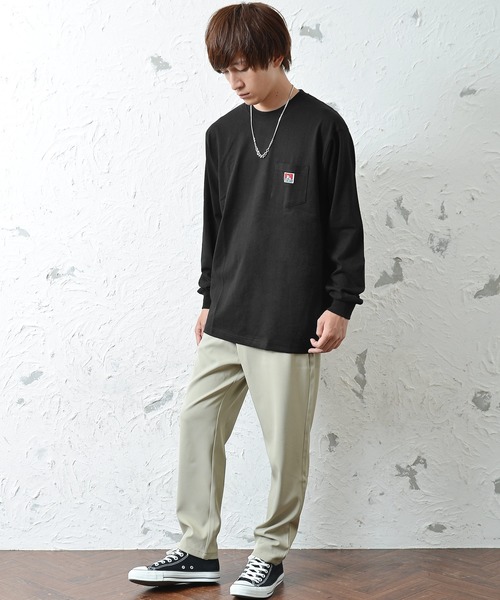 MinoriTY(マイノリティ)の「【BEN DAVIS】長袖ワンポイントロンT(Tシャツ/カットソー・メンズ・ブラック/ベージュ/ピンク/キャメル/ミント/ホワイト・L/M/XL)」の12枚目の写真