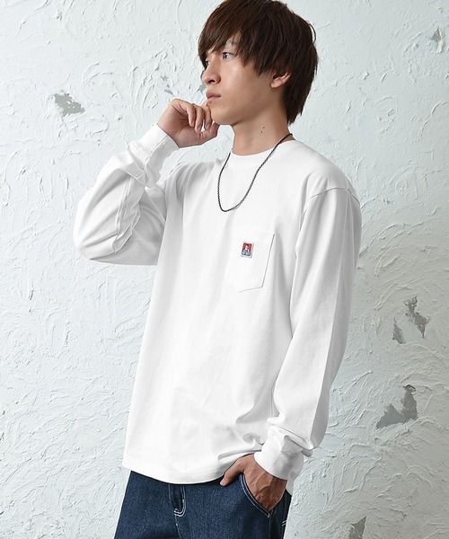 MinoriTY(マイノリティ)の「【BEN DAVIS】長袖ワンポイントロンT(Tシャツ/カットソー・メンズ・ブラック/ベージュ/ピンク/キャメル/ミント/ホワイト・L/M/XL)」の8枚目の写真