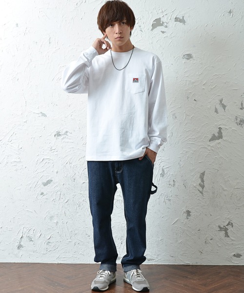 MinoriTY(マイノリティ)の「【BEN DAVIS】長袖ワンポイントロンT(Tシャツ/カットソー・メンズ・ブラック/ベージュ/ピンク/キャメル/ミント/ホワイト・L/M/XL)」の9枚目の写真