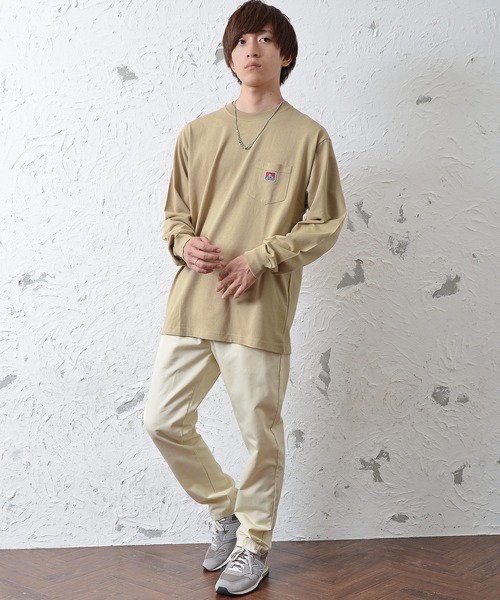 MinoriTY(マイノリティ)の「【BEN DAVIS】長袖ワンポイントロンT(Tシャツ/カットソー・メンズ・ブラック/ベージュ/ピンク/キャメル/ミント/ホワイト・L/M/XL)」の14枚目の写真
