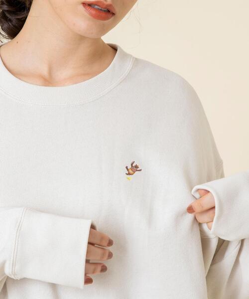 coen（コーエン）の「【WEB限定カラー】USAコットンオーガニックコットンミックス裏毛コーエンベア刺繍スウェット#（スウェット・レディース・ベージュ/ナチュラル/ブラック/ターコイズブルー・FREE）」の3枚目の写真