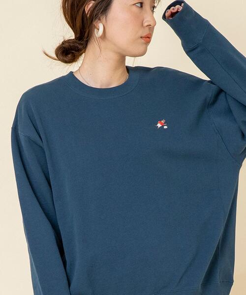 coen（コーエン）の「【WEB限定カラー】USAコットンオーガニックコットンミックス裏毛コーエンベア刺繍スウェット#（スウェット・レディース・ベージュ/ナチュラル/ブラック/ターコイズブルー・FREE）」の4枚目の写真