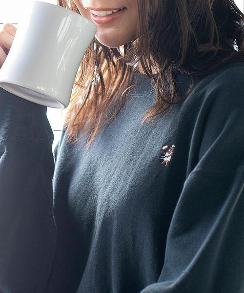 coen（コーエン）の「【WEB限定カラー】USAコットンオーガニックコットンミックス裏毛コーエンベア刺繍スウェット#（スウェット・レディース・ベージュ/ナチュラル/ブラック/ターコイズブルー・FREE）」の2枚目の写真