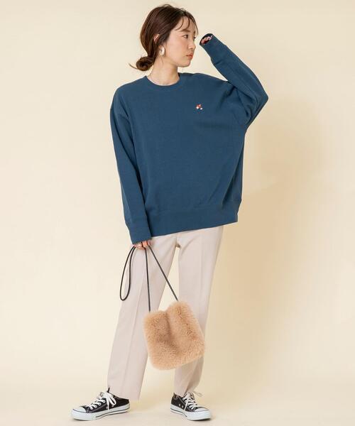 coen（コーエン）の「【WEB限定カラー】USAコットンオーガニックコットンミックス裏毛コーエンベア刺繍スウェット#（スウェット・レディース・ベージュ/ナチュラル/ブラック/ターコイズブルー・FREE）」の18枚目の写真