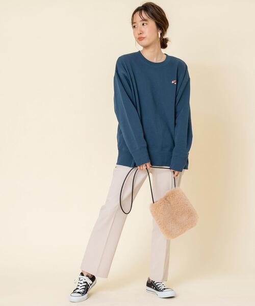 coen（コーエン）の「【WEB限定カラー】USAコットンオーガニックコットンミックス裏毛コーエンベア刺繍スウェット#（スウェット・レディース・ベージュ/ナチュラル/ブラック/ターコイズブルー・FREE）」の19枚目の写真