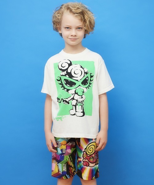 Graffiti Mini蛍光ポリエステルt半袖Tシャツ