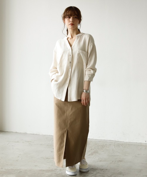 Auntie Rosa Holiday(アンティローザホリデー)の「キーネックダブルガーゼシャツ(シャツ/ブラウス・レディース・ホワイト/ブラック/パープル/イエロー/ブルー/グリーン/モカ・FREE)」の16枚目の写真