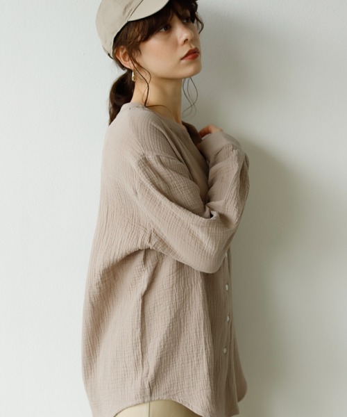 キーネックダブルガーゼシャツ（シャツ/ブラウス）｜Auntie Rosa